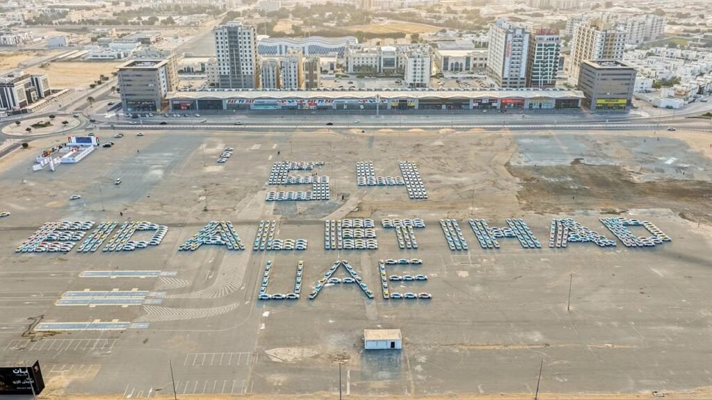 Ajman Sets New Guinness World Record with Giant Vehicle Formation for Eid Al Etihad 54